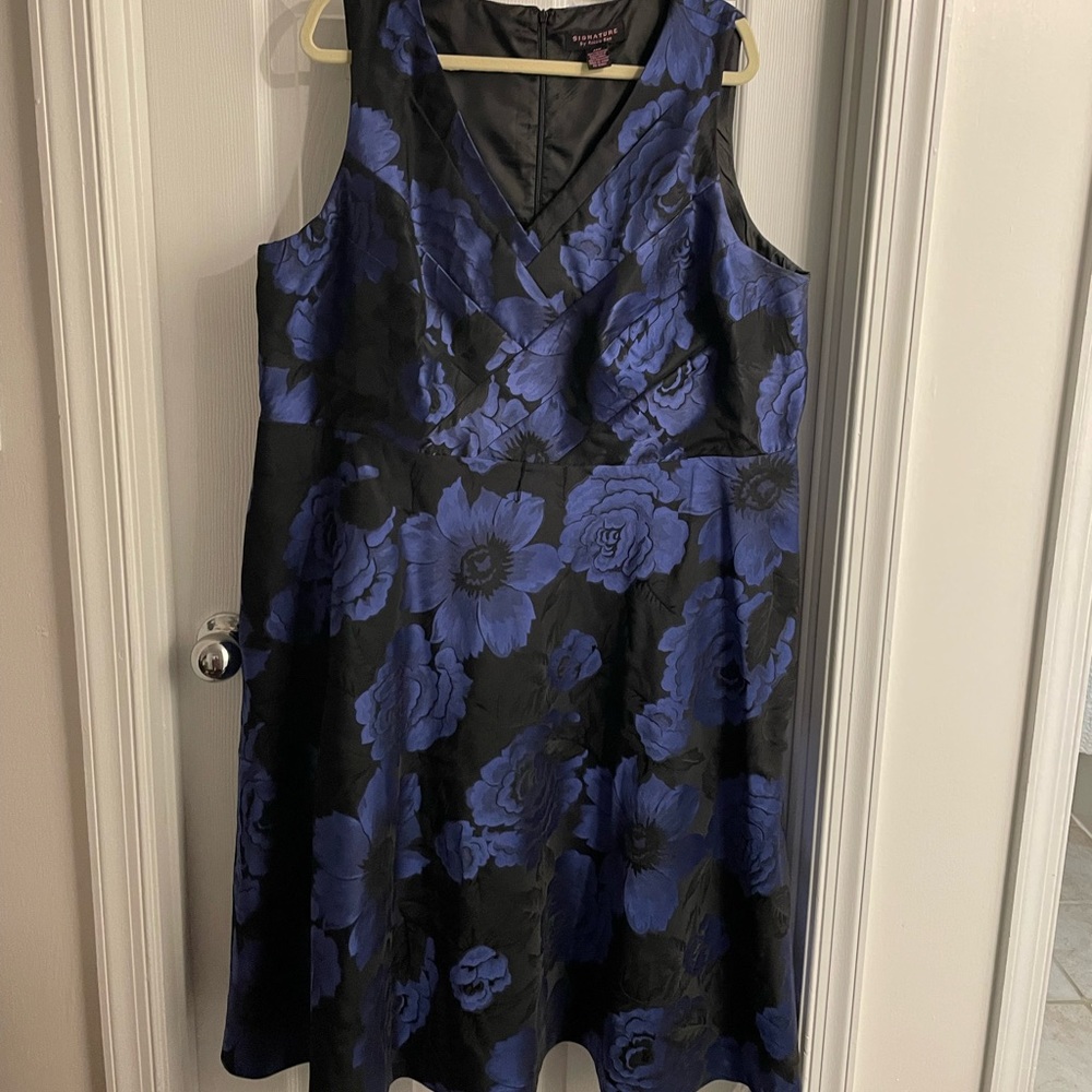 Black Cocktail Dress with purple flowers